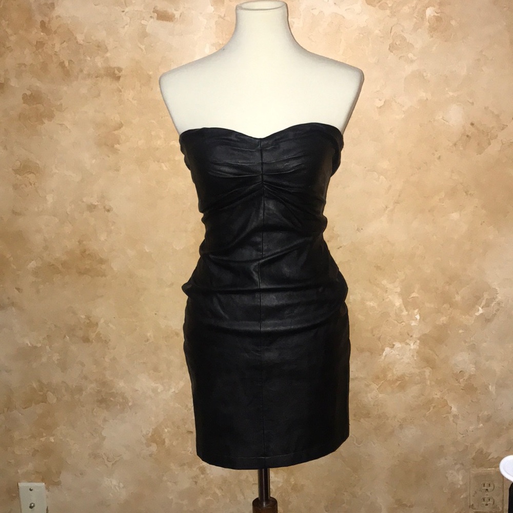 Tart Collection Leather Ponte Strapless Tube Dress